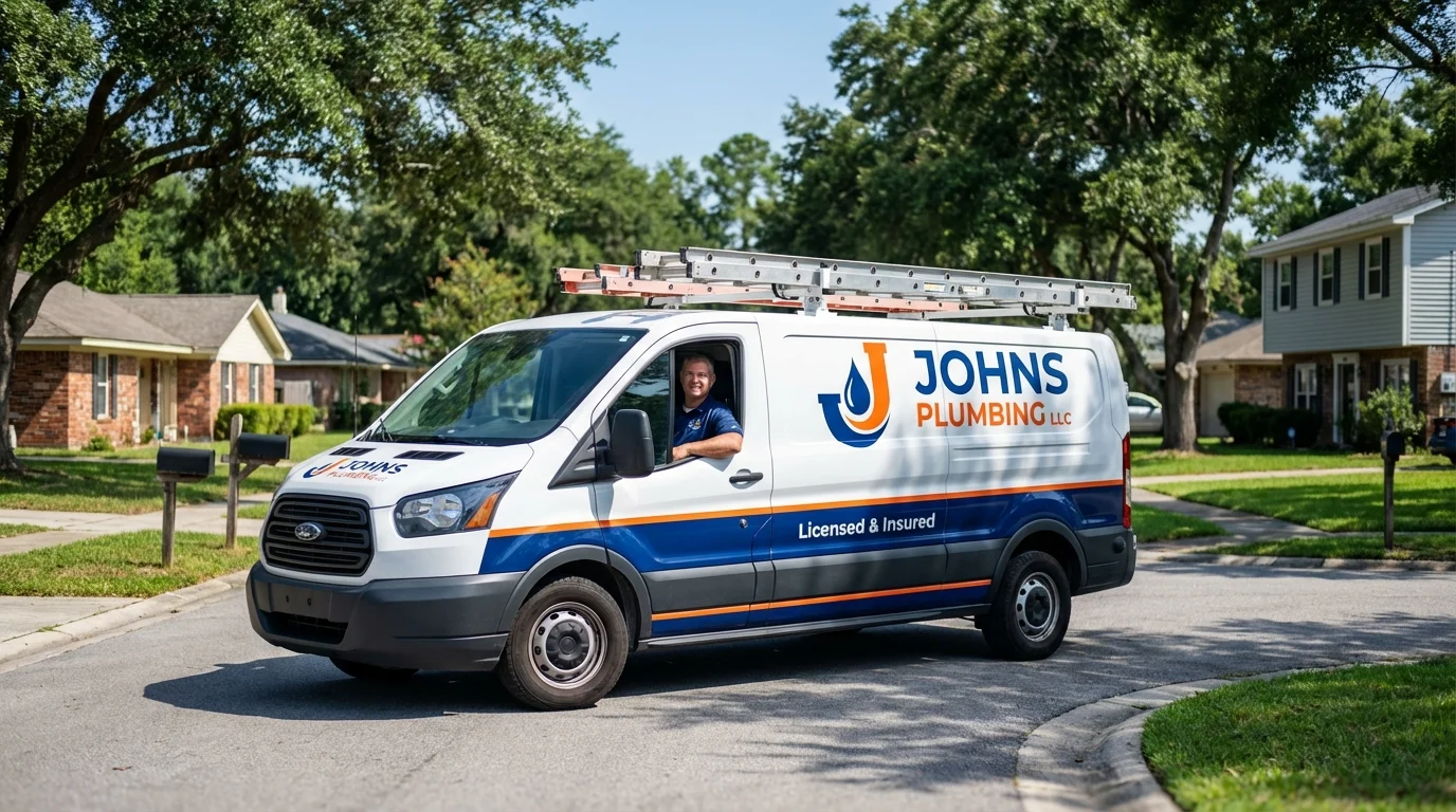 Johns Plumbing LLC service van in Stayton, OR