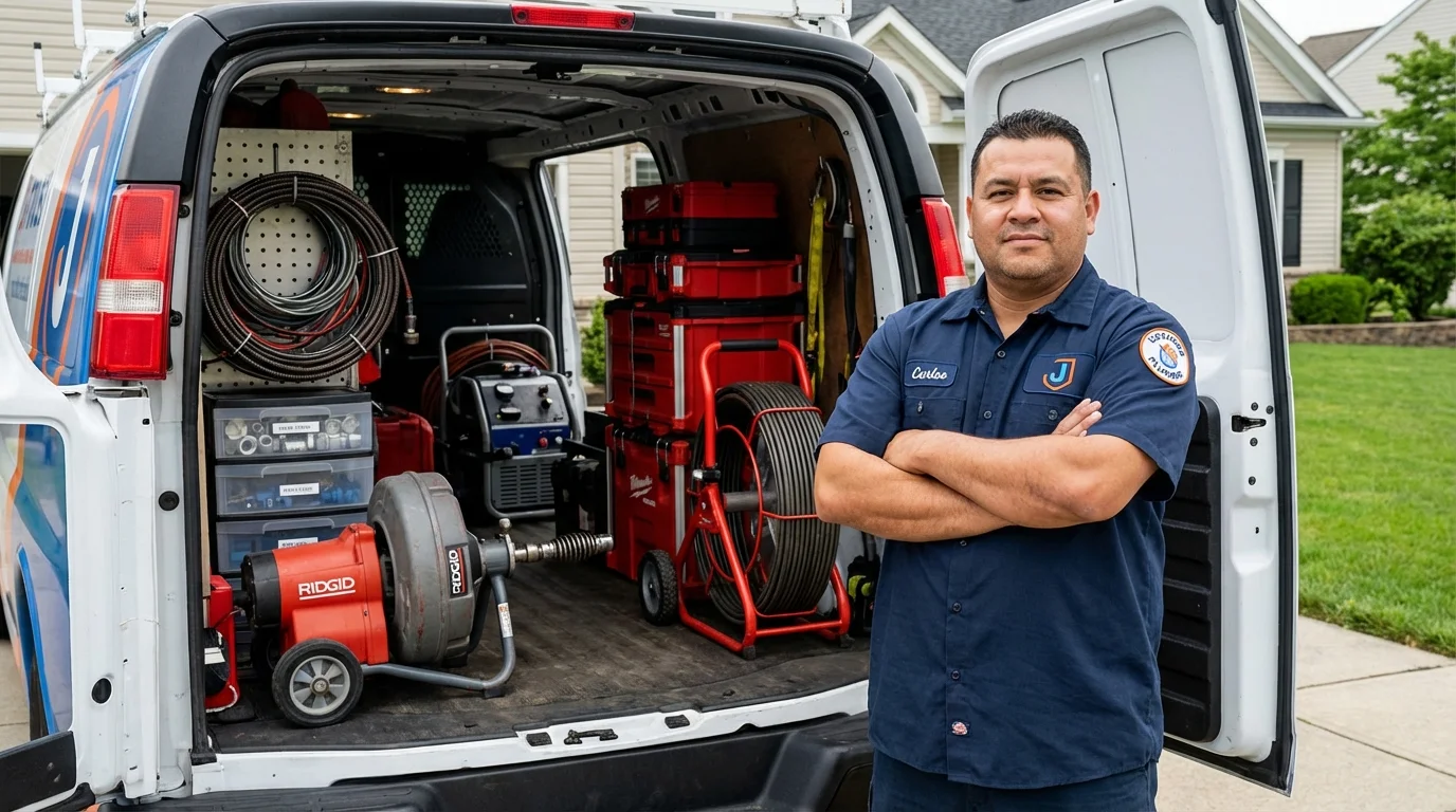 Professional drain cleaning equipment and Johns Plumbing LLC plumber in Stayton