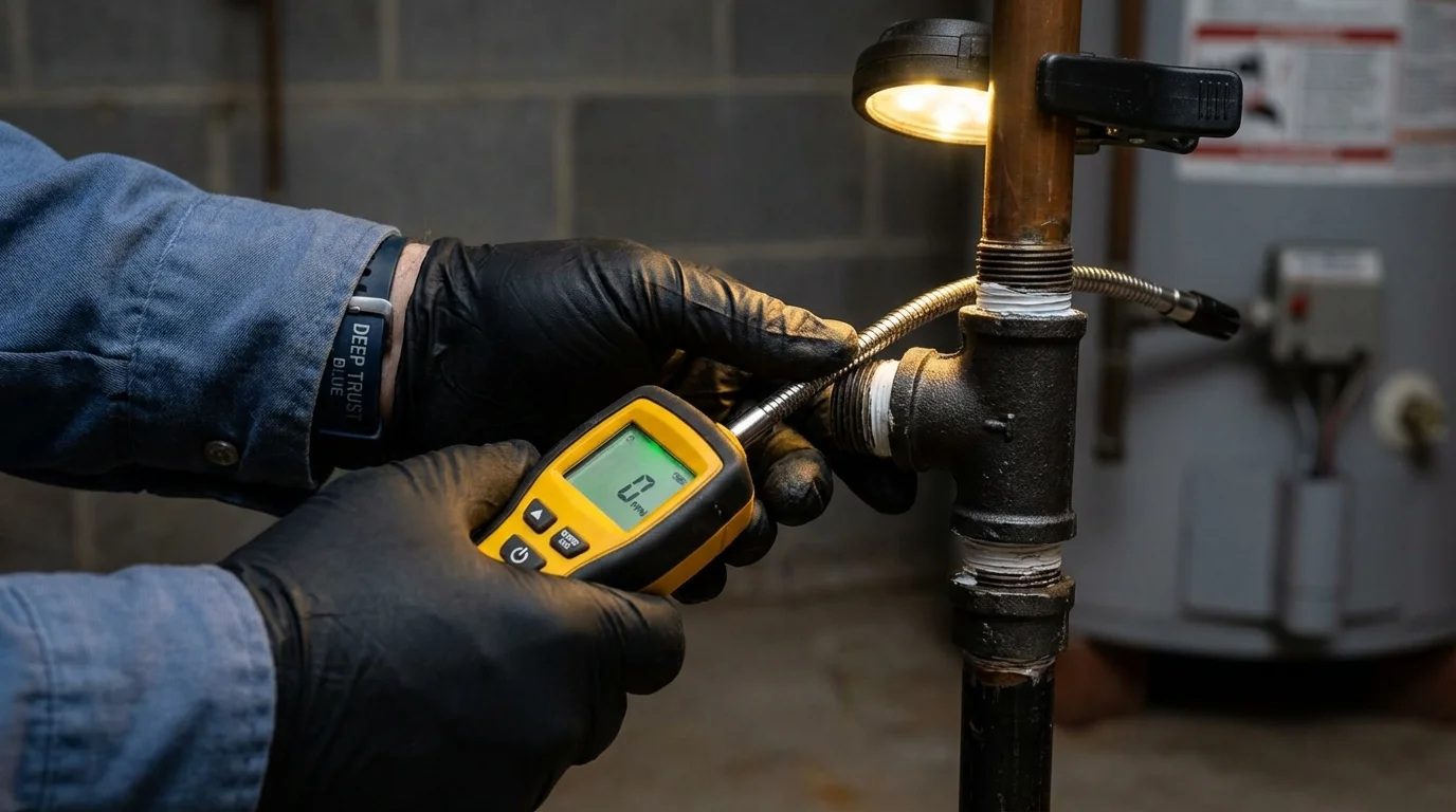 Gas leak detection with electronic sniffer by Johns Plumbing LLC in Stayton